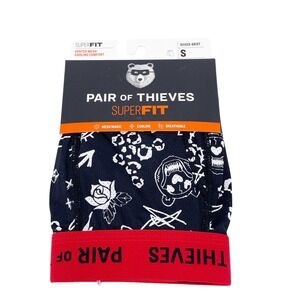 Pair of Thieves SuperFit Men's Boxer Briefs Black Red Graphic Mesh 1 Pack Size S